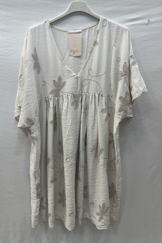 Robes longues Femme Beige Clair mylee 3506_RFeuillesBrode Efashion Paris