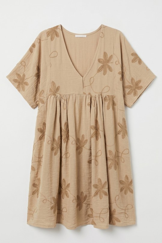 Robes longues Femme Beige Clair mylee 3506_RFeuillesBrode Efashion Paris
