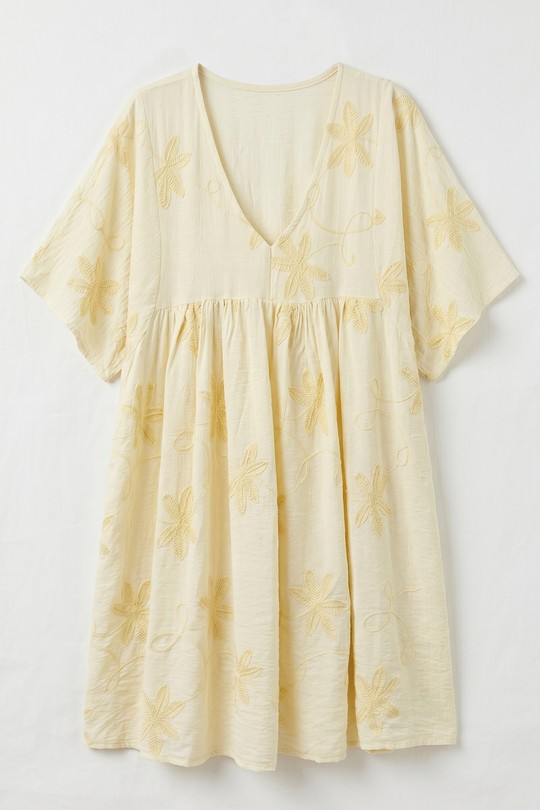 Robes longues Femme Beige Clair mylee 3506_RFeuillesBrode Efashion Paris