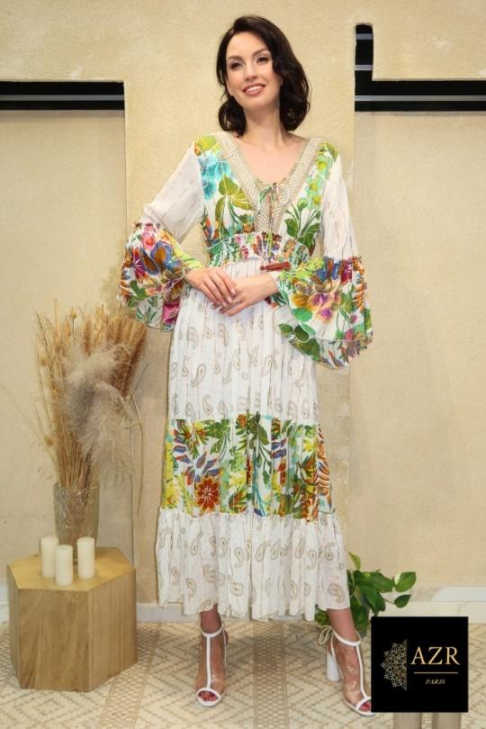 Abiti maxi Donna Green AZR PRODUCTION 1254 - VERT Efashion Paris