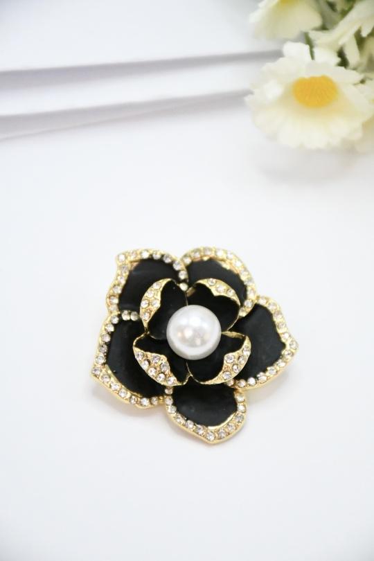 Brooches Accessories Black ROSA BRO86 Efashion Paris