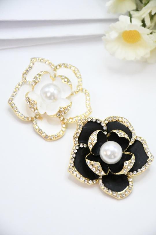 Brooches Accessories Black ROSA BRO86 Efashion Paris