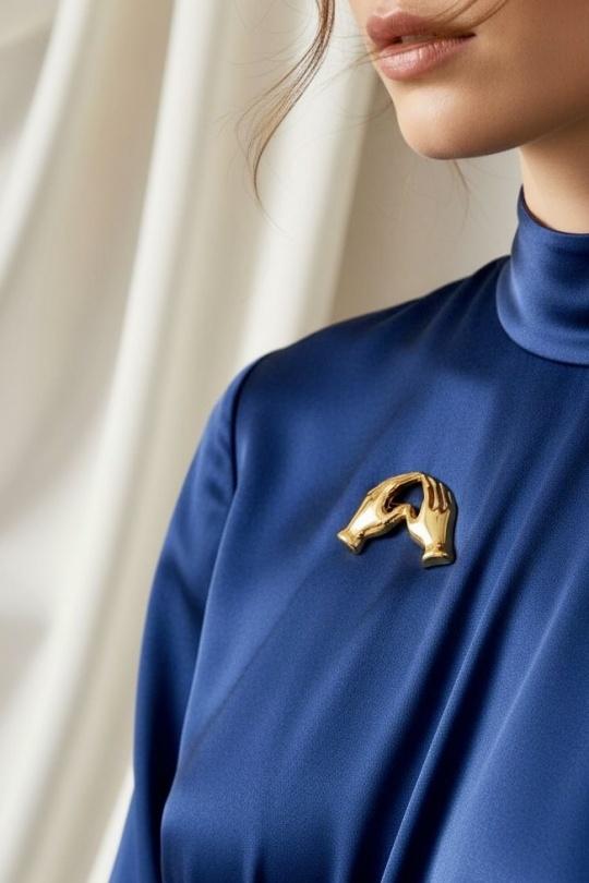 Brooches Accessories Gold ROSA BRO176 Efashion Paris