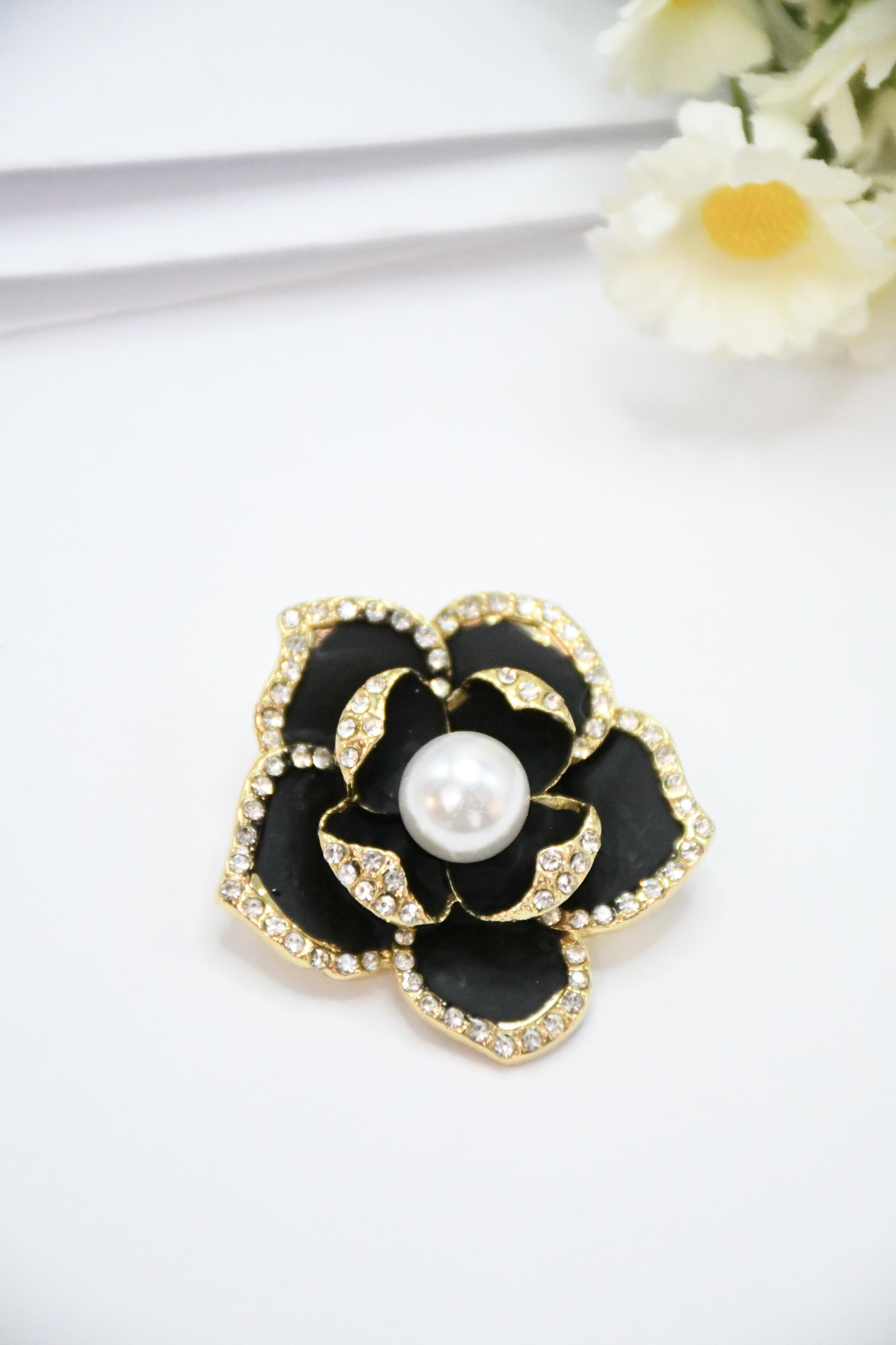 Brooches Accessories Black ROSA BRO86 #c Efashion Paris
