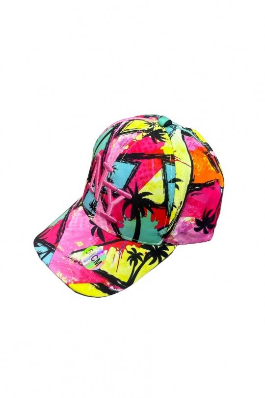 Cap Kid & Babies Pink/yellow Blingstreet  CASQUETTE NY PALMIER ROSE JAUNE LOGO ROSE Efashion Paris