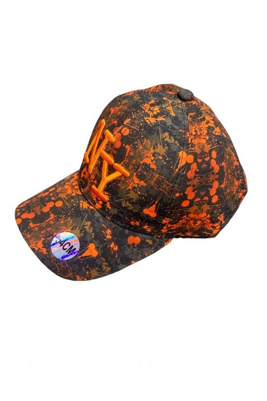Cap Kid & Babies Back/orange Blingstreet  CASQUETTE NY PEINTURE NOIR ORANGE LOGO ORANGE Efashion Paris