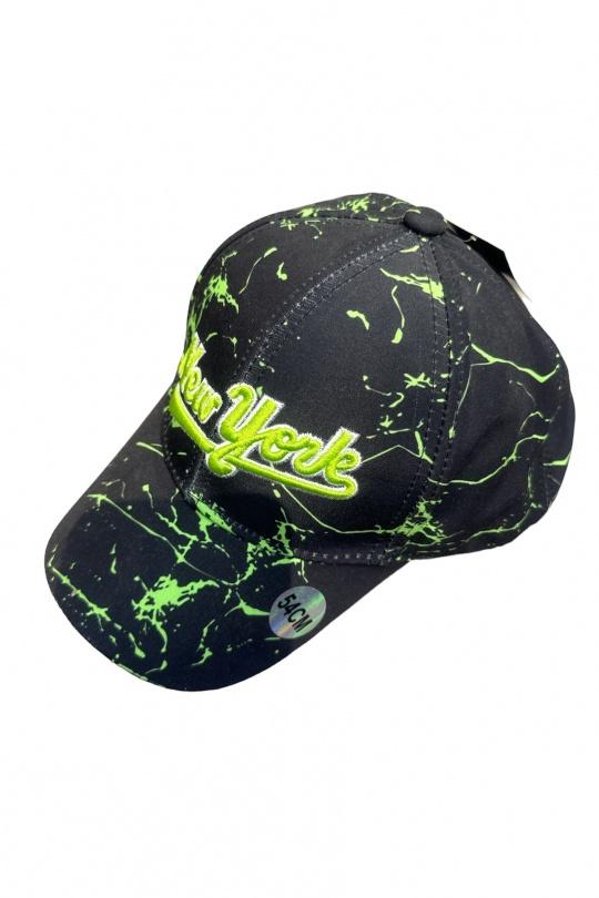 Gorra Niño y bébé  Black Blingstreet  CASQUETTE NEW YORK SIGNATURE NOIR LOGO VERT FLUO Efashion Paris