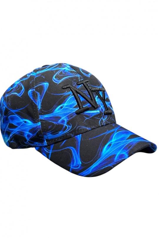 Cap Accessories Blue Blingstreet  CASQUETTE NY NOIR FLAMME BLEU Efashion Paris
