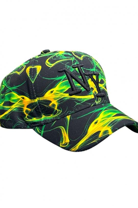 Casquette Accessoires Noir-Vert Blingstreet  CASQUETTE NY ENFANT NOIR FLAMME VERT Efashion Paris