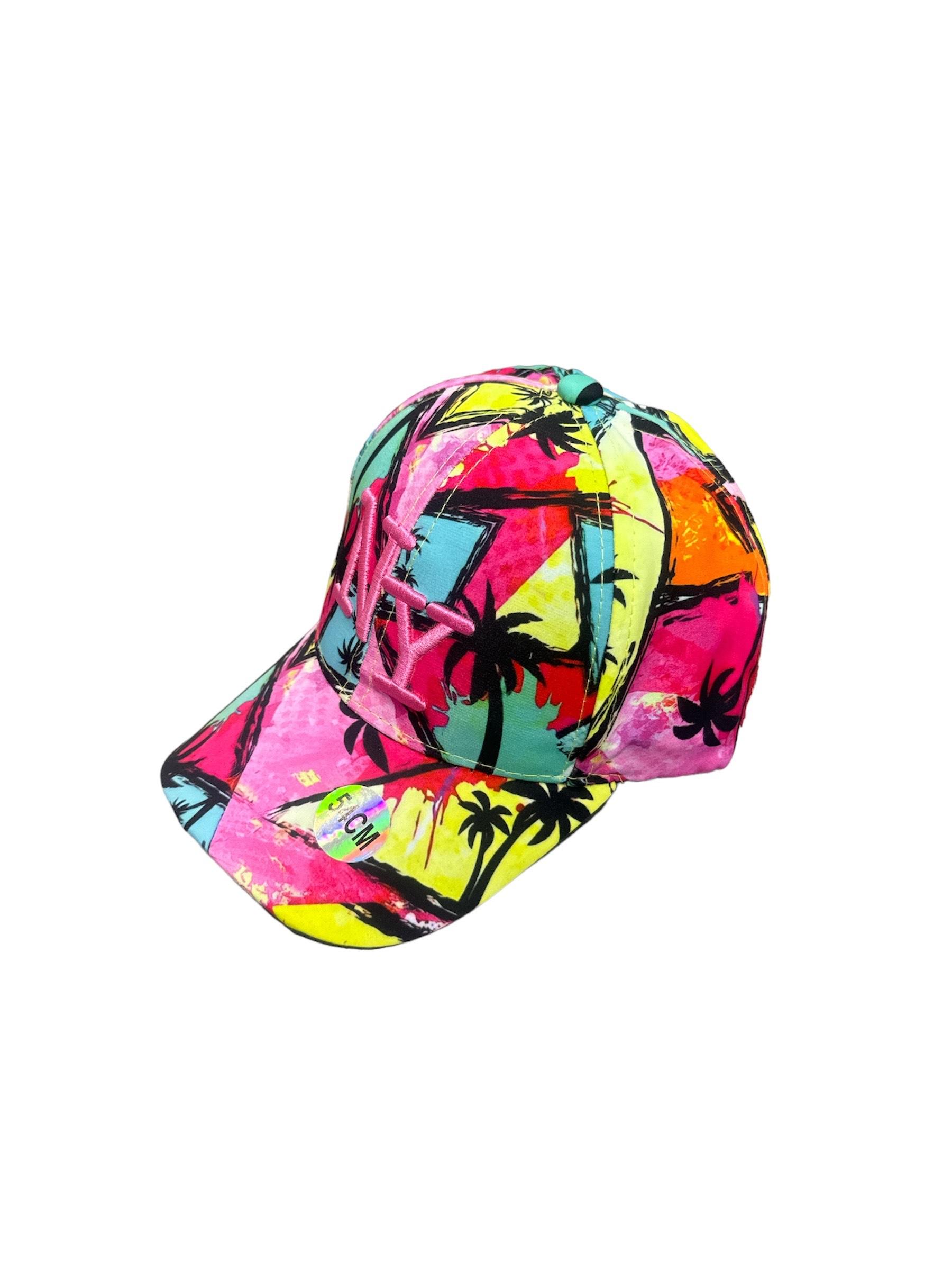 Cap Kid & Babies Pink/yellow Blingstreet  CASQUETTE NY PALMIER ROSE JAUNE LOGO ROSE #c Efashion Paris