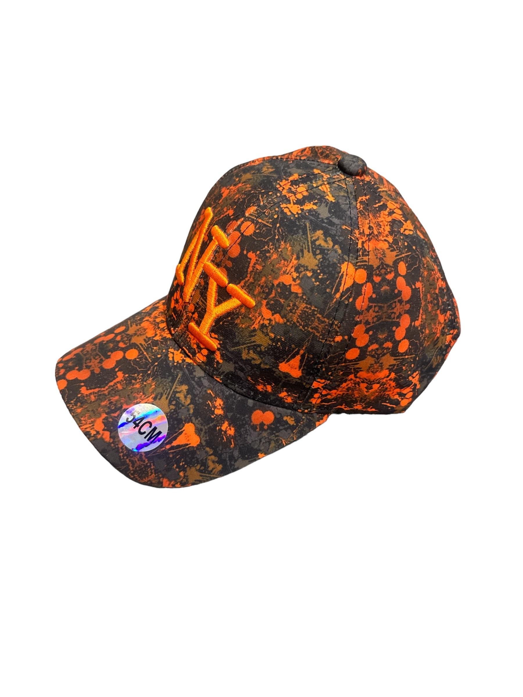 Cap Kid & Babies Back/orange Blingstreet  CASQUETTE NY PEINTURE NOIR ORANGE LOGO ORANGE #c Efashion Paris
