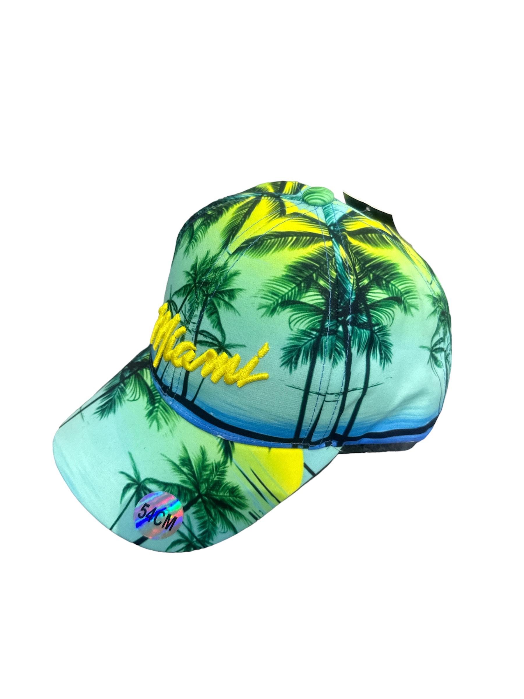 Casquette Enfant & Bébé  Vert d eau Blingstreet  CASQUETTE MIAMI PALMIER VERT DEAU LOGO JAUNE #c Efashion Paris