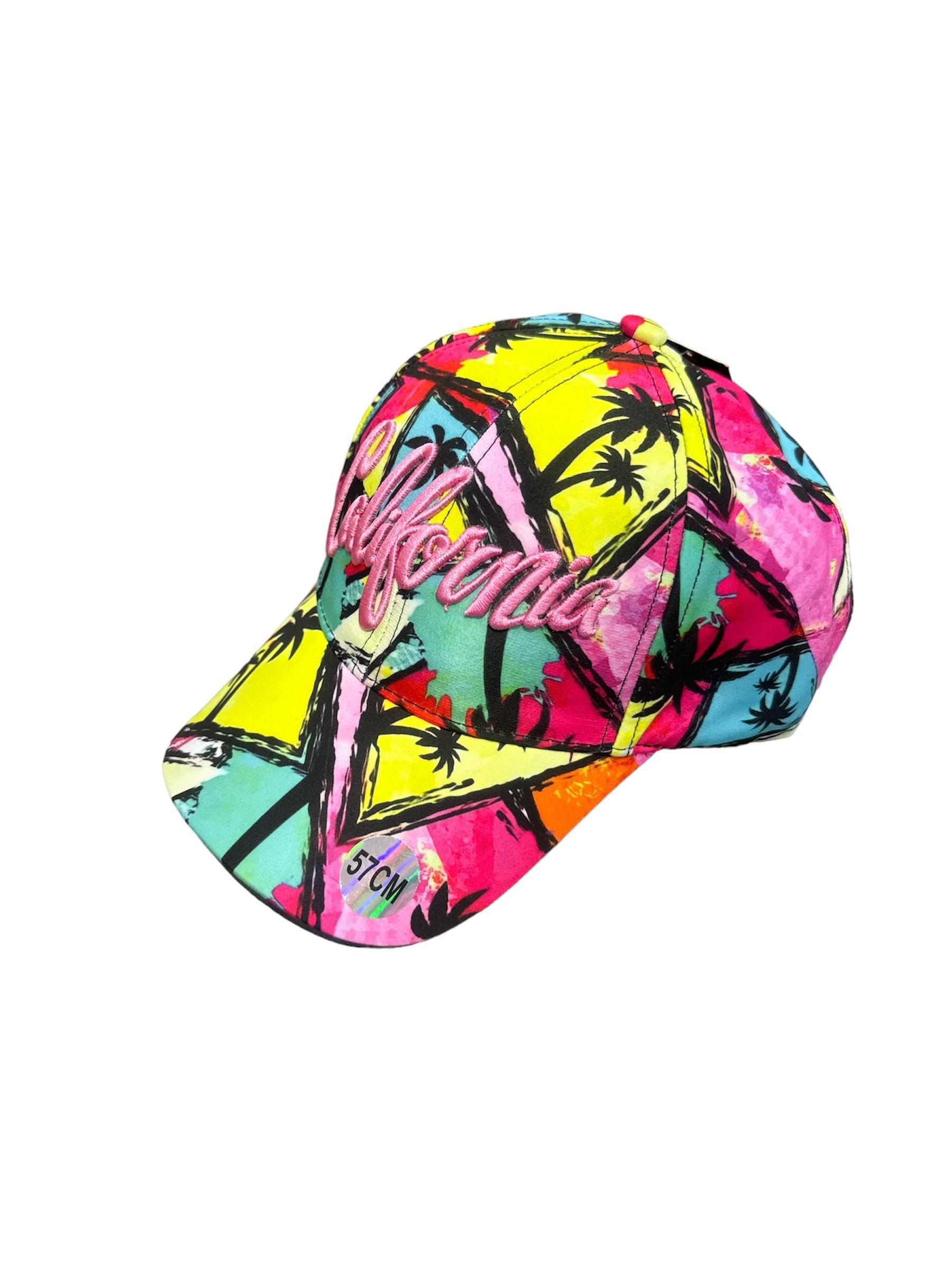 Casquette Accessoires Multicouleur Blingstreet  CASQUETTE CALIFORNIA PALMIER MULTI COULEUR LOGO ROSE #c Efashion Paris