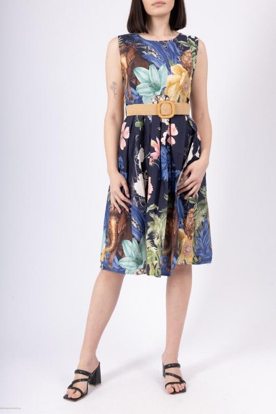 Midi dresses Women Marine blue ANNE LOU'S H3907-C12 Efashion Paris