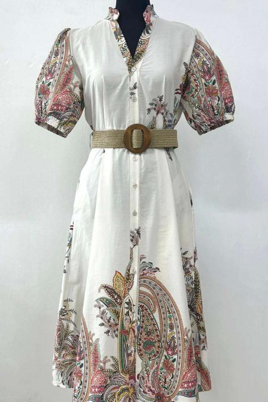 Robes mi-longues Femme Blanc ANNE LOU'S H1985-C12 CACHEMIRE Efashion Paris