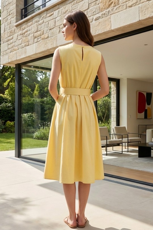 Robes mi-longues Femme Jaune LAFÉEROSE 334_H4074-S6 Efashion Paris