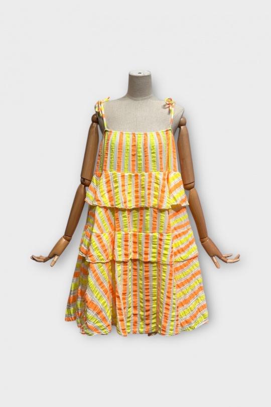 Robes mi-longues Femme Jaune LAFÉEROSE 516_A1050_RAYURES Efashion Paris