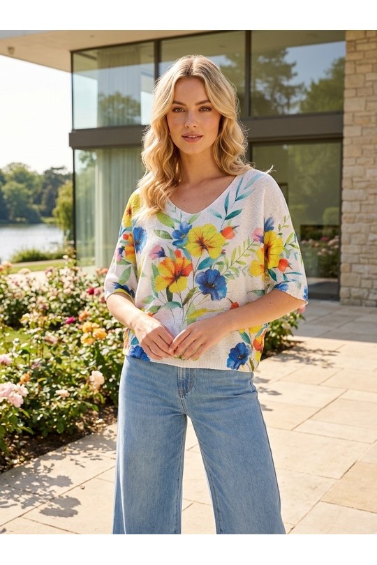 Tops Femme Ecru LAFÉEROSE B148-538-15170-FLEURS-MULTI Efashion Paris