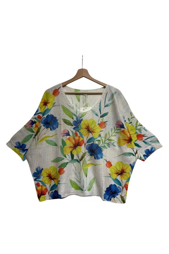 Tops Femme Ecru LAFÉEROSE B148-538-15170-FLEURS-MULTI Efashion Paris