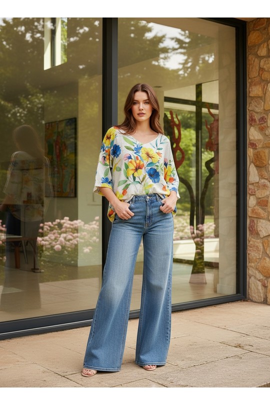 Tops Femme Ecru LAFÉEROSE B148-538-15170-FLEURS-MULTI Efashion Paris