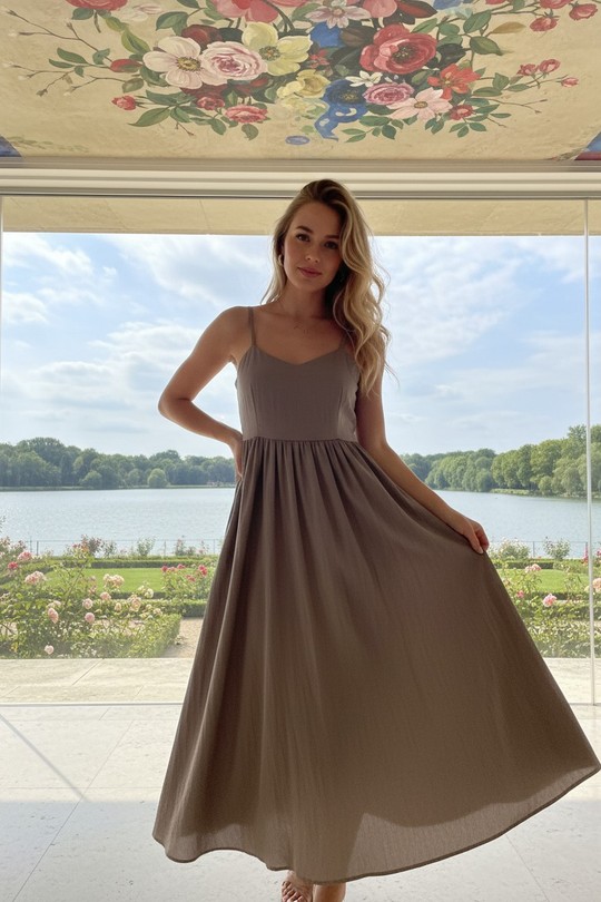 Robes longues Femme Taupe LAFÉEROSE 565-17209 Efashion Paris