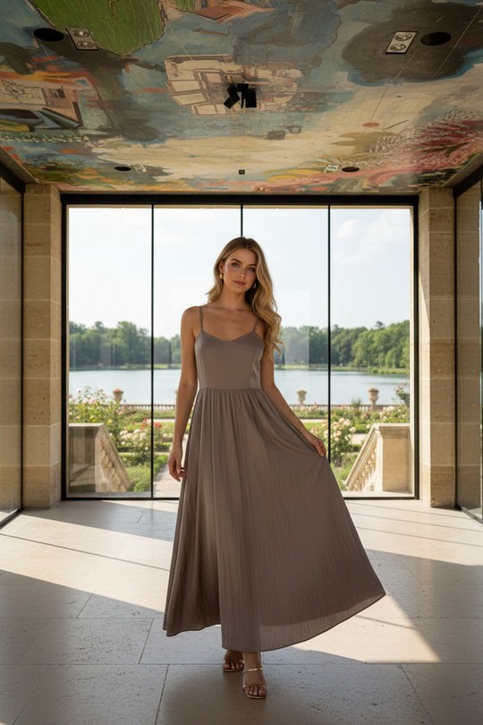 Robes longues Femme Taupe LAFÉEROSE 565-17209 Efashion Paris