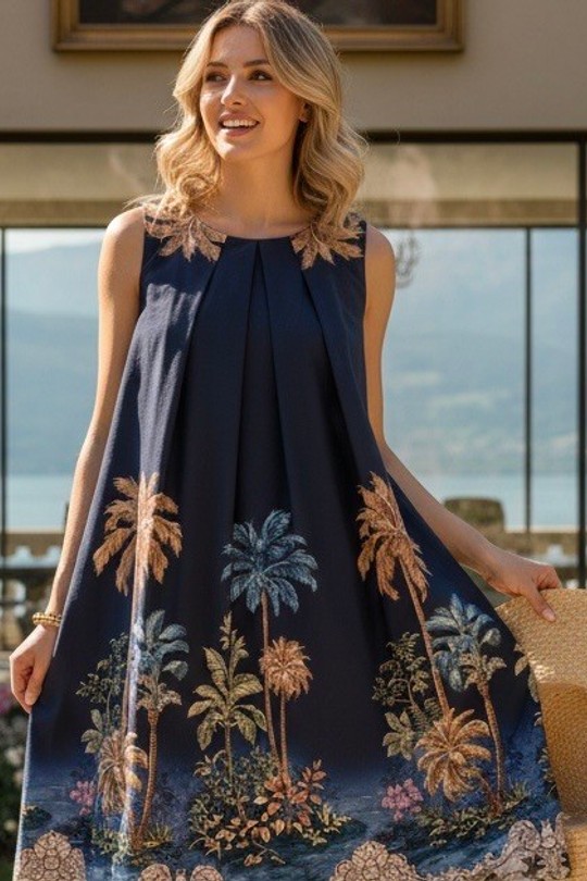 Midi dresses Women Navy blue LAFÉEROSE 801-H3558-C12 Efashion Paris