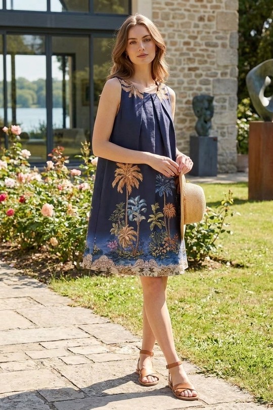 Midi dresses Women Navy blue LAFÉEROSE 801-H3558-C12 Efashion Paris