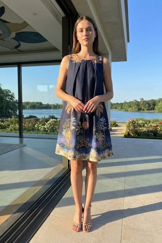 Midi dresses Women Navy blue LAFÉEROSE 801-H3558-C12 Efashion Paris