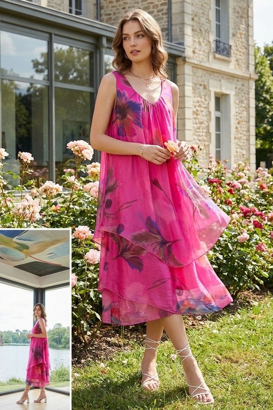Robes mi-longues Femme FUCHSIA LAFÉEROSE BB46-5141 Efashion Paris