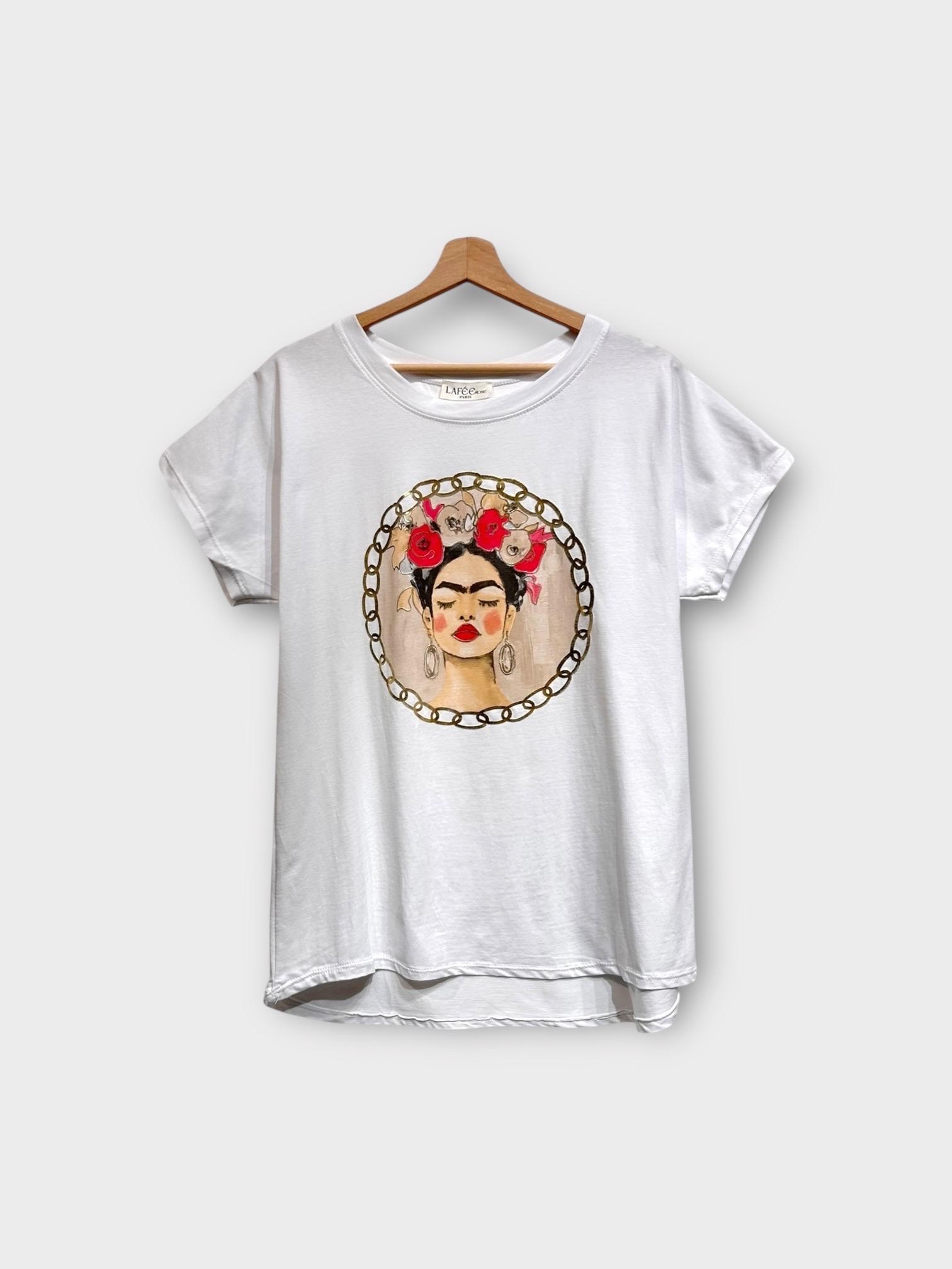T-shirts Femme Beige LAFÉEROSE 540_299_FRIDA-KHALO #c Efashion Paris