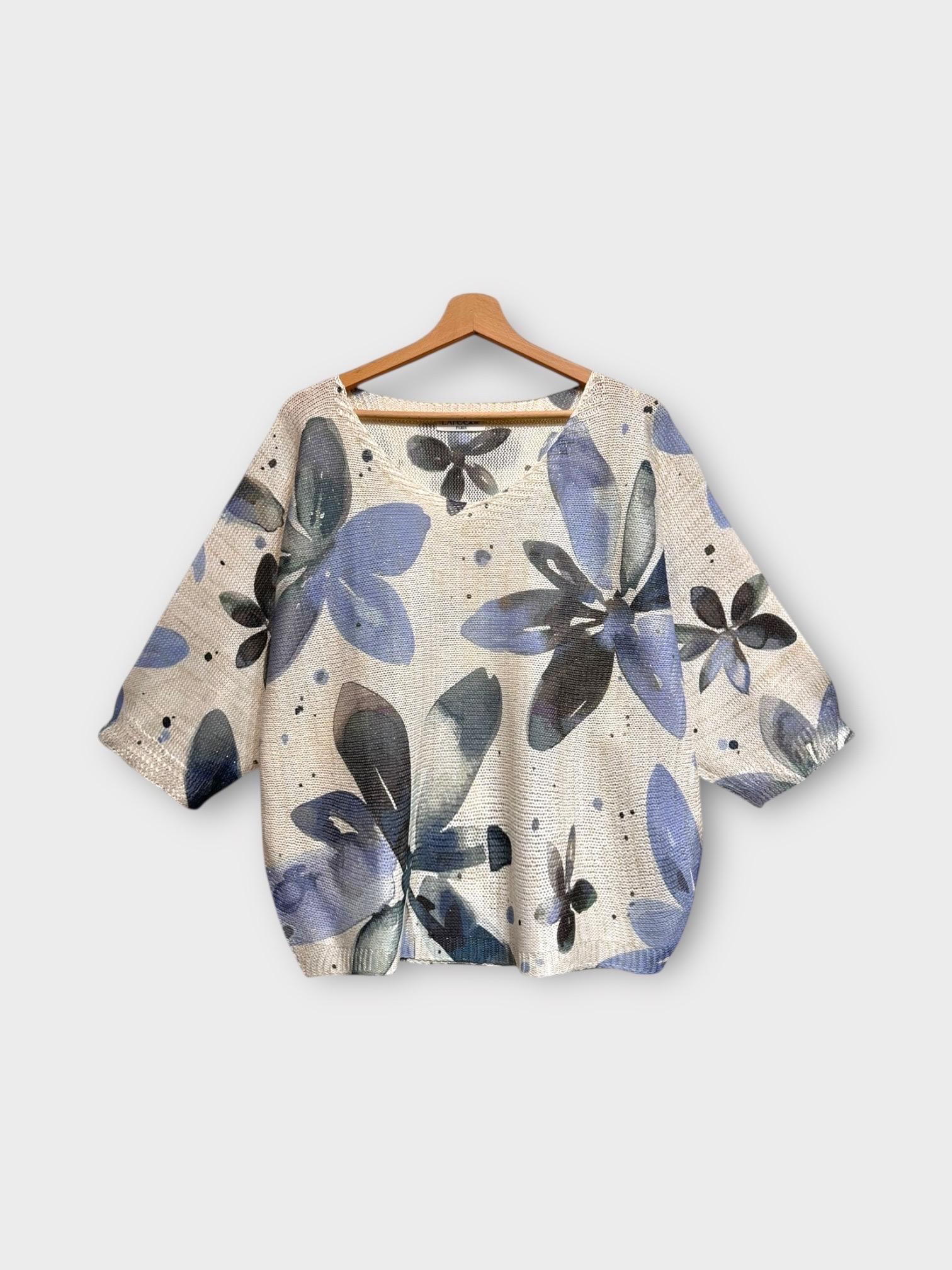 Pulls Femme Bleu LAFÉEROSE 538_15170_FLEURS-BLEUT #c Efashion Paris