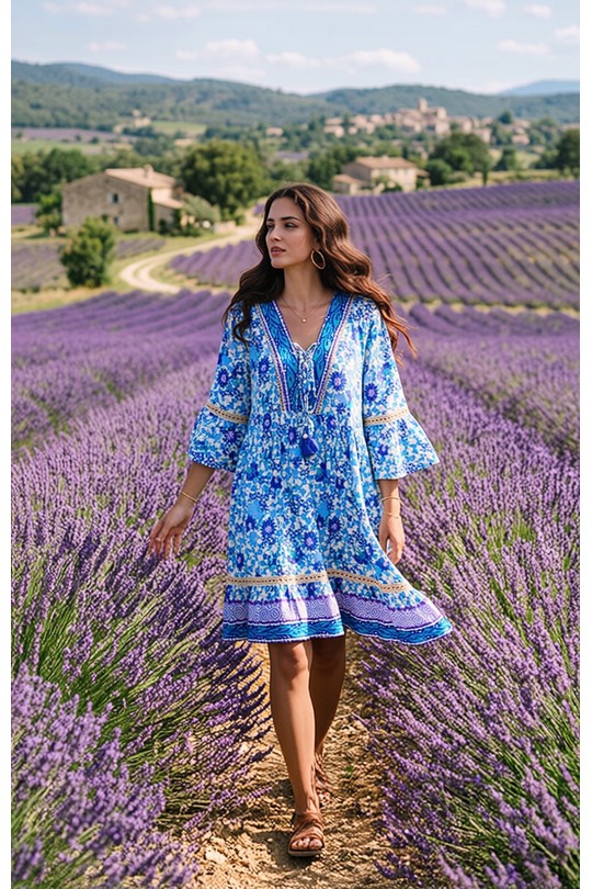 Robes mi-longues Femme Bleu INVISIBLE R157 BFl Efashion Paris