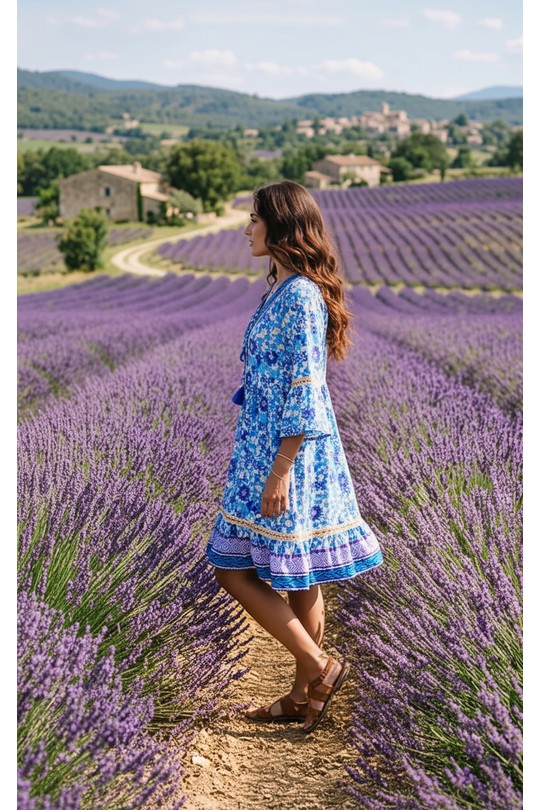 Robes mi-longues Femme Bleu INVISIBLE R157 BFl Efashion Paris