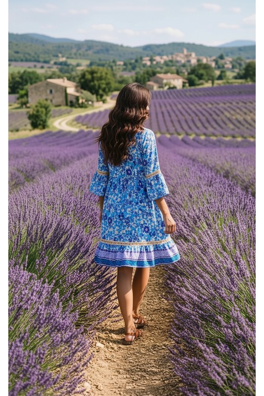 Robes mi-longues Femme Bleu INVISIBLE R157 BFl Efashion Paris