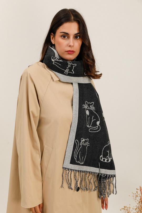 Scarves Accessories Black FRANCOIS PARIS FA61062 Efashion Paris