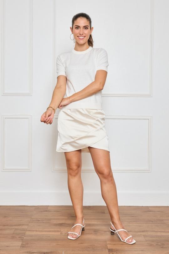 T-shirts Femme Blanc By Clara CH9166 Efashion Paris