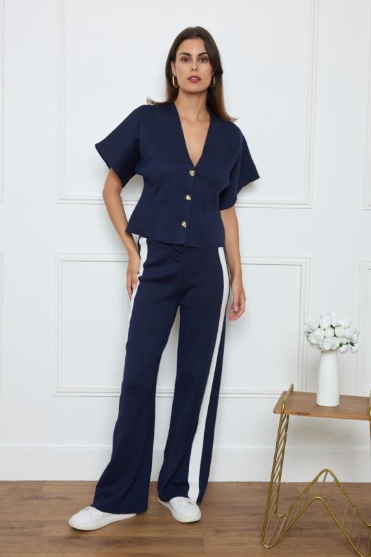 Cardigan Donna Navy blue By Clara CH9160 Efashion Paris