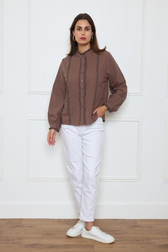 Shirts Women Brown By Clara FP15511 Efashion Paris