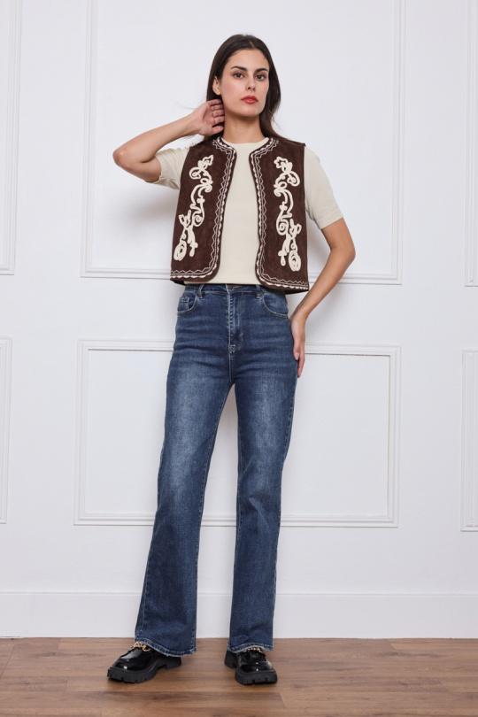 Gilets Femme Marron By Clara 3301 Efashion Paris