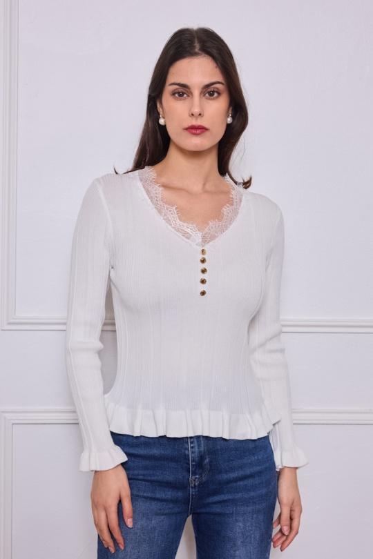 Tops Femme Blanc By Clara CH9537 Efashion Paris