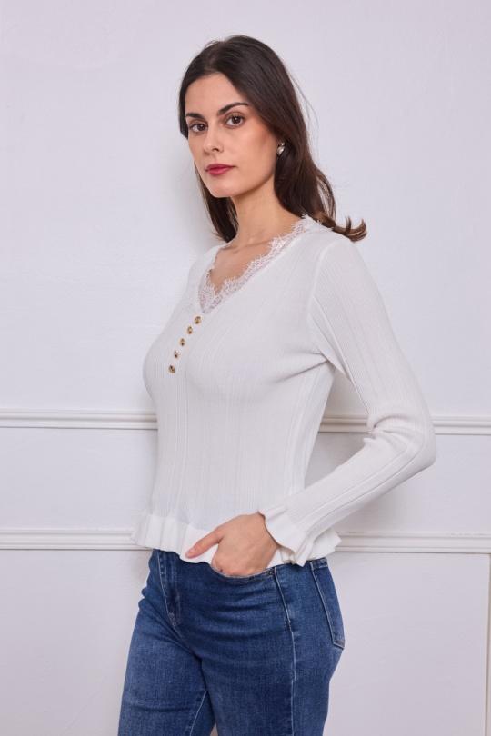 Tops Femme Blanc By Clara CH9537 Efashion Paris