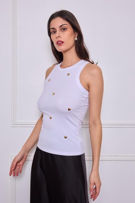 Débardeurs Femme Blanc By Clara DF535 Efashion Paris