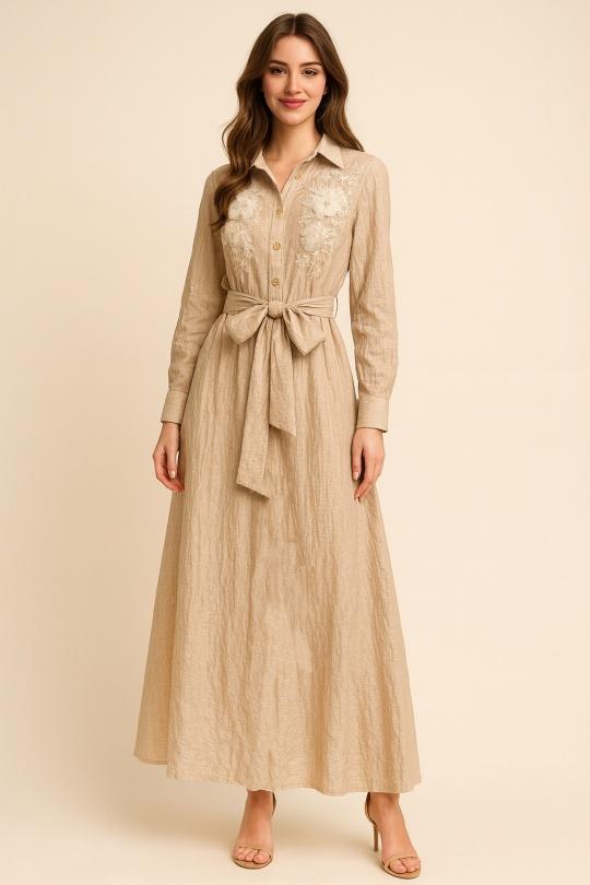 Robes longues Femme Beige ACACIA 8003 Efashion Paris