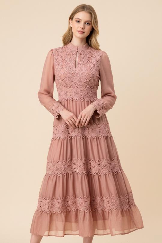 Robes longues Femme Rose ACACIA 8005 Efashion Paris