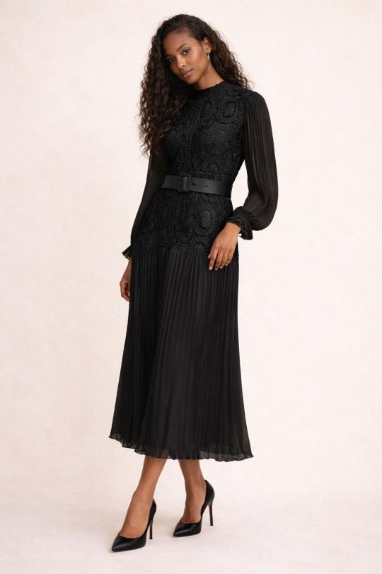 Robes longues Femme Noir ACACIA 426 Efashion Paris