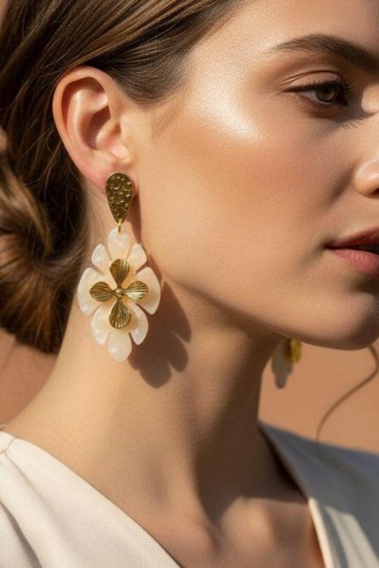 Earings Accessories White Bijoux Mystères A2227 Efashion Paris