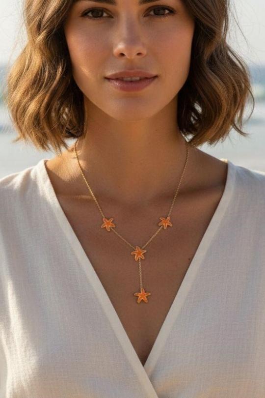 Necklaces Accessories Orange Bijoux Mystères A1818DO Efashion Paris