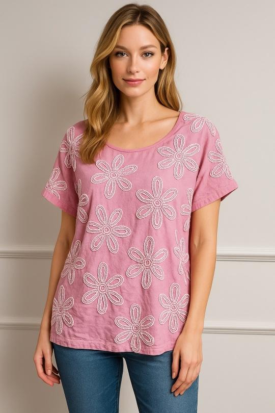 Blouses Femme Rose AMARIA 25263 Efashion Paris