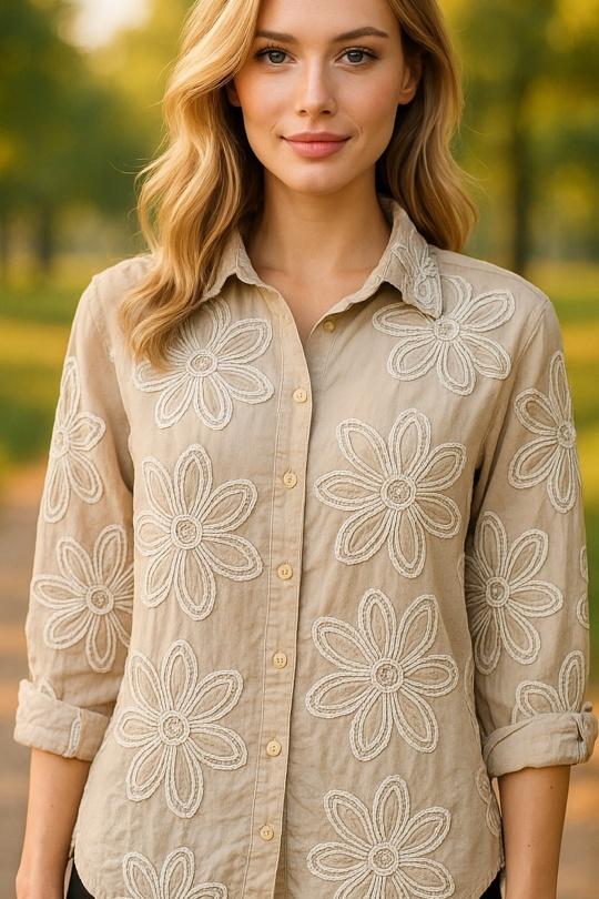 Camisas Mujer Beige AMARIA 25174 Efashion Paris